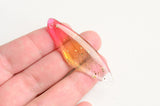 Resin Fairy Wing Pendants, Pink and Yellow Cicada Wing, 2 inches - 2 pieces (1225C)