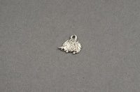 Hedgehog Charms, Silver Tone Pet Pendants, 13mm x 14mm - 10 pieces (1511)
