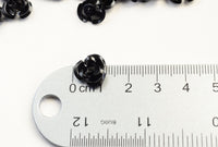 Black Aluminum Rose Beads,  11mm Metal Flower Cabochons - 25 pieces (ALUM1532)