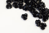 Black Aluminum Rose Beads,  11mm Metal Flower Cabochons - 25 pieces (ALUM1532)