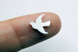 White Bird Cabochons, Plastic Dove, Tiny Bird Charm 10 mm - 10 pieces