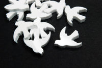 White Bird Cabochons, Plastic Dove, Tiny Bird Charm 10 mm - 10 pieces