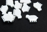 White Sheep Cabochons, Lamb, Die Cut Plastic, 11 mm - 10 pieces