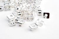 Silver Plated Stud Earrings With 6 mm Glue Pad, With Clutch -  50 pieces (FS-007)
