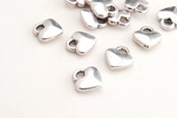 Silver Heart Charms, Puff Heart Charm, 8 mm x 7 mm - 10 pieces (176S)