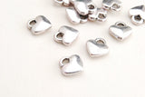 Silver Heart Charms, Puff Heart Charm, 8 mm x 7 mm - 10 pieces (176S)