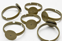 Antique Brass Adjustable Ring Blanks - 10 pieces (FB-RING002)