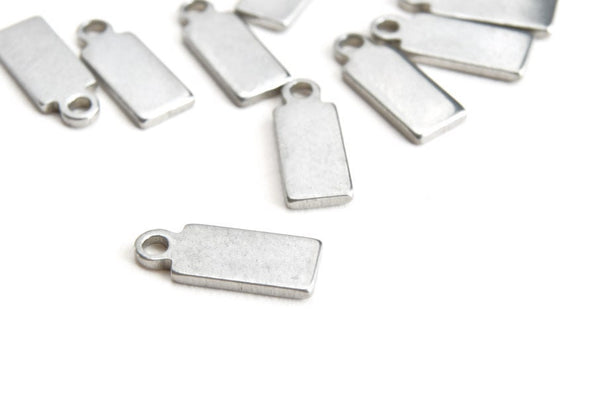 Silver Rectangle Stamping Blanks Tiny Rectangle Charms - 10 pieces, 11 mm x 4 mm (SB002)