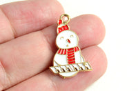 5 Snowman Charms, Keyboard Playing Winter Snowman With Red Scarf And Cap, 24x16mm (1842)