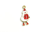 5 Snowman Charm, Winter Holiday Snow Man With Red Drum, 25x11mm (1841)