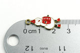 5 Snowman Charm, Winter Holiday Snow Man With Red Drum, 25x11mm (1841)