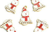 5 Snowman Charms, Keyboard Playing Winter Snowman With Red Scarf And Cap, 24x16mm (1842)