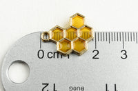 Honeycomb Charms, Resin Honey Bee Garden Charm, 19x14mm - 4 pieces (1883)