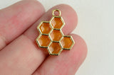 Honeycomb Charms, Resin Honey Bee Garden Charm, 19x14mm - 4 pieces (1883)