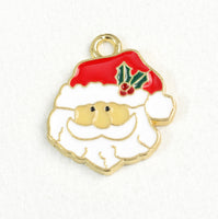 4 Santa Claus Charms, Festive Enamel Christmas Charms, 24x21mm (1907)