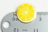 Lemon Slice Charms, Round Fruit Pendant, 27x23mm - 4 pieces (1909)