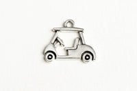 10 Golf Cart Charm, Silver Tone Sport Charms, 17x20mm (1929)