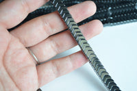 Hematite Beads, Chevron Shaped, 8 mm x 5 mm  - 20 pieces