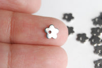 Silver Flower Charms, Stainless Steel, 6mm - 10 pieces, 6 mm x 6 mm (SB012)