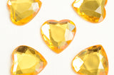 Faceted Yellow Heart Cabochon, Acrylic Flat Back, 20mm x 20mm - 6 pieces (PC032)