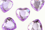 Faceted Lilac Purple Heart Cabochon, Acrylic Flat Back, 20mm x 20mm - 6 pieces (PC034)