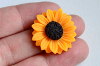 Sunflower Cabochons, Flower Jewelry And Craft Supplies, 24mm x 7mm - 5 pieces (PC041)