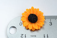 Sunflower Cabochons, Flower Jewelry And Craft Supplies, 24mm x 7mm - 5 pieces (PC041)