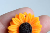 Sunflower Cabochons, Flower Jewelry And Craft Supplies, 24mm x 7mm - 5 pieces (PC041)