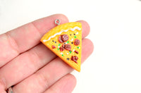 Resin Pizza Slice Pendants, 40mm x 30mm - 2 pieces (PC047)