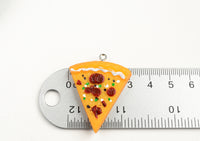 Resin Pizza Slice Pendants, 40mm x 30mm - 2 pieces (PC047)